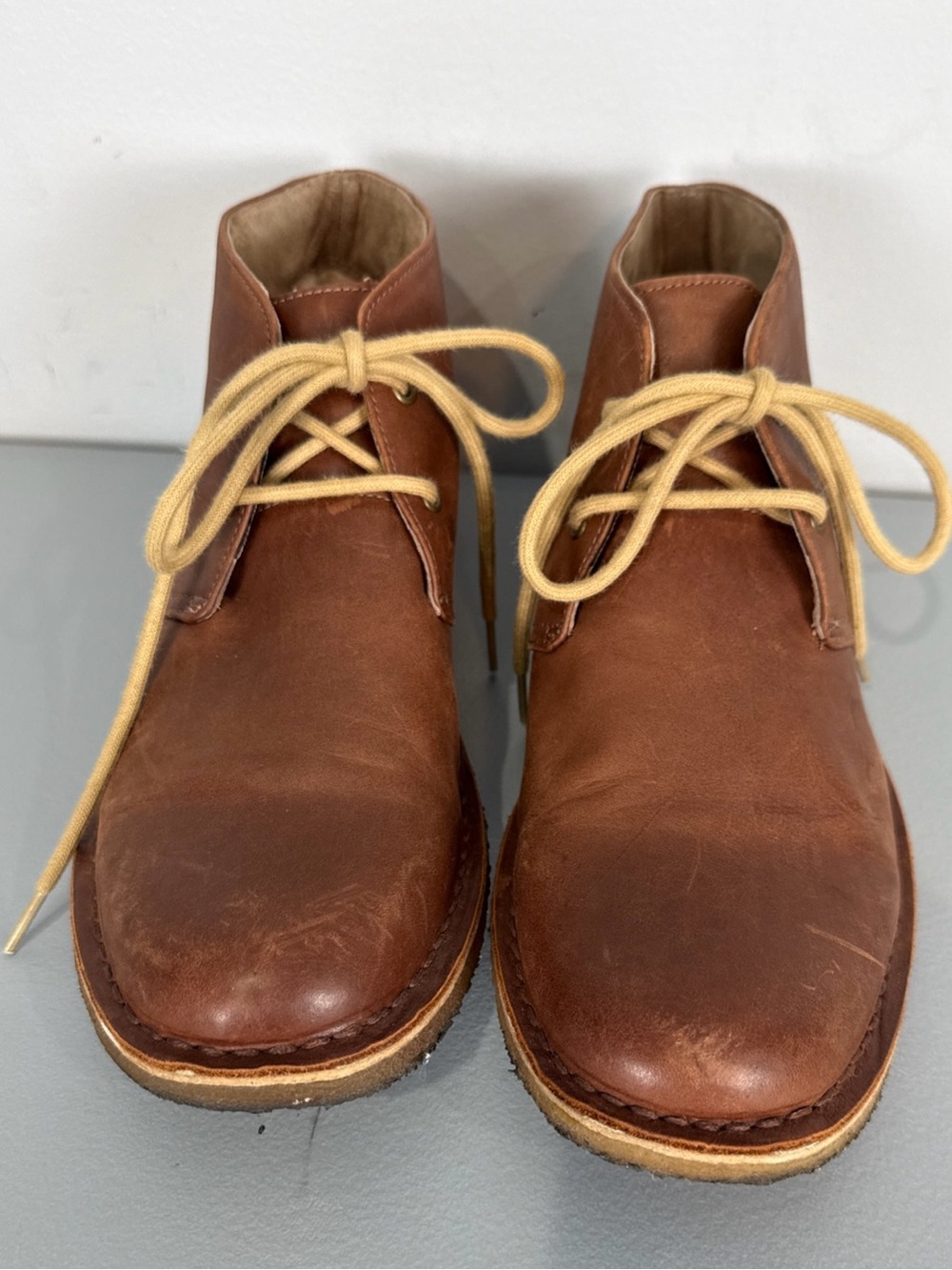UGG Men’s Brown Leather Chukka Ankle Boots Lace-Up Round Toe US 9.5 EU 42.5
